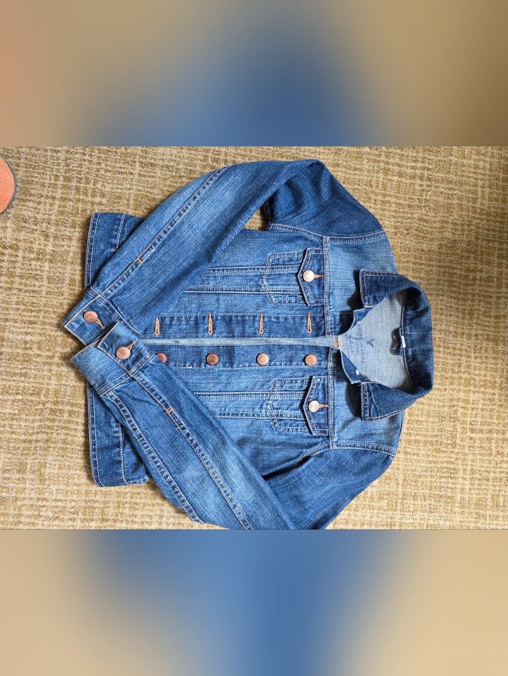 American Eagle Outfitters XS Blue Denim Jean Jacket Fitted Cropped